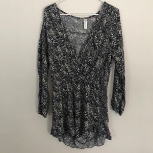 Blue floral long sleeve romper